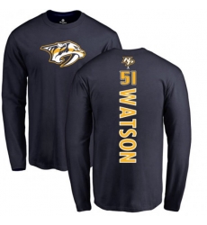 Nashville Predators #51 Austin Watson Navy Blue Backer Long Sleeve T-Shirt