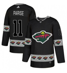 Minnesota Wild #11 Zach Parise Authentic Black Team Logo Fashion NHL Jersey
