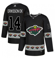 Minnesota Wild #14 Joel Eriksson Ek Authentic Black Team Logo Fashion NHL Jersey
