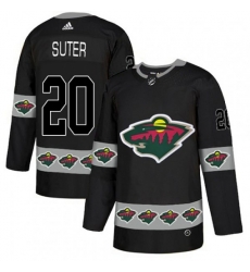 Minnesota Wild #20 Ryan Suter Authentic Black Team Logo Fashion NHL Jersey
