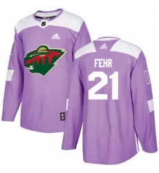 Minnesota Wild #21 Eric Fehr Authentic Purple Fights Cancer Practice NHL Jersey