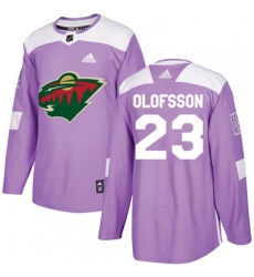 Minnesota Wild #23 Gustav Olofsson Authentic Purple Fights Cancer Practice NHL Jersey