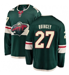 Minnesota Wild #27 Kyle Quincey Authentic Green Home Fanatics Branded Breakaway NHL Jersey