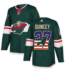 Minnesota Wild #27 Kyle Quincey Authentic Green USA Flag Fashion NHL Jersey