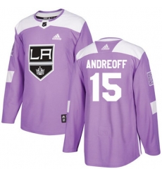 Los Angeles Kings #15 Andy Andreoff Authentic Purple Fights Cancer Practice NHL Jersey
