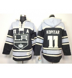 Los Angeles Kings #11 Anze Kopitar Black-White Pullover Hooded
