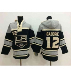 Los Angeles Kings #12 Marian Gaborik Black-Grey Pullover Hooded