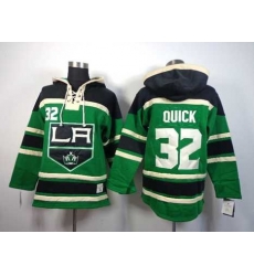 Los Angeles Kings #32 Jonathan Quick Green Pullover Hooded