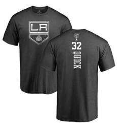 Los Angeles Kings #32 Jonathan Quick Charcoal One Color Backer T-Shirt