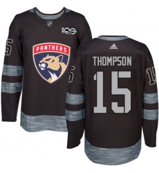 Florida Panthers #15 Paul Thompson Authentic Black 1917-2017 100th Anniversary NHL Jersey