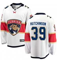 Florida Panthers #39 Michael Hutchinson Authentic White Away Fanatics Branded Breakaway NHL Jersey