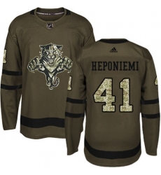 Florida Panthers #41 Aleksi Heponiemi Premier Green Salute to Service NHL Jersey