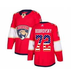 Florida Panthers #72 Sergei Bobrovsky Red Home USA Flag Stitched Hockey Jersey