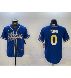 Los Angeles Rams #0 Byron Young Royal Cool Base Stitched Baseball Jersey