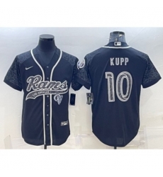 Los Angeles Rams #10 Cooper Kupp Black Reflective With Patch Cool Base Stitched Baseball Jersey