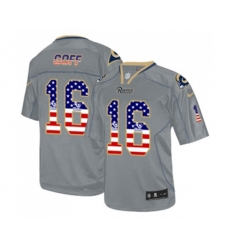 Los Angeles Rams #16 Jared Goff Elite Grey USA Flag Fashion Football Jersey