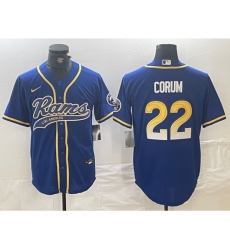 Los Angeles Rams #22 Blake Corum Royal Cool Base Stitched Baseball Jersey