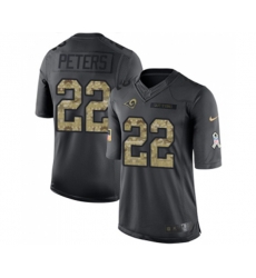Los Angeles Rams #22 Marcus Peters Limited Black 2016 Salute to Service Football Jersey