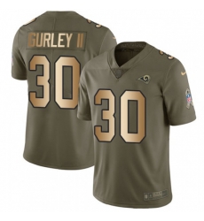 Los Angeles Rams #30 Todd Gurley Limited Olive Gold 2017 Salute to Service NFL Jersey