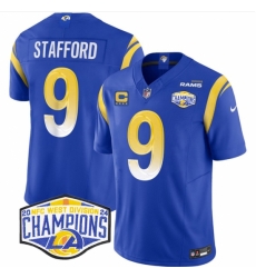 Los Angeles Rams #9 Matthew Stafford Blue 2024 NFC West Champions With 4-Star C F.U.S.E. Vapor Untouchable Stitched Football Jersey