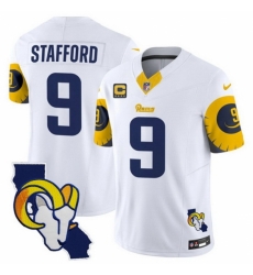 Los Angeles Rams #9 Matthew Stafford White 2025 4 Star C Patch F U S E V2 Limited Stitched Football Jersey