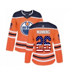 Edmonton Oilers #26 Brandon Manning Authentic Orange USA Flag Fashion Hockey Jersey