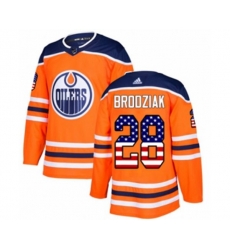 Edmonton Oilers #28 Kyle Brodziak Authentic Orange USA Flag Fashion NHL Jersey