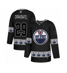 Edmonton Oilers #29 Leon Draisaitl Authentic Black Team Logo Fashion NHL Jersey