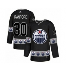 Edmonton Oilers #30 Bill Ranford Authentic Black Team Logo Fashion NHL Jersey