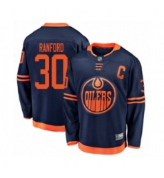 Edmonton Oilers #30 Bill Ranford Authentic Navy Blue Alternate Fanatics Branded Breakaway Hockey Jersey