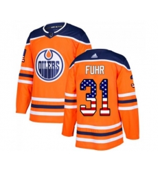 Edmonton Oilers #31 Grant Fuhr Authentic Orange USA Flag Fashion NHL Jersey