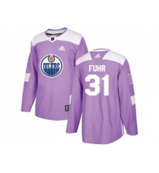 Edmonton Oilers #31 Grant Fuhr Purple Authentic Fights Cancer Stitched NHL Jersey