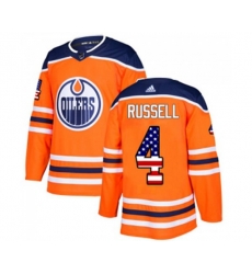 Edmonton Oilers #4 Kris Russell Authentic Orange USA Flag Fashion NHL Jersey