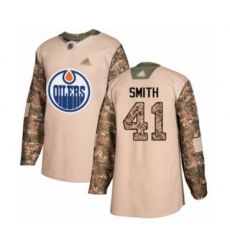 Edmonton Oilers #41 Mike Smith Authentic Camo Veterans Day Practice Hockey Jersey