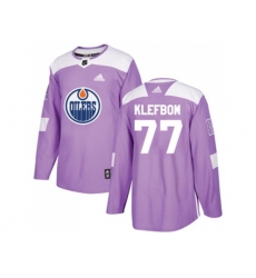 Edmonton Oilers #77 Oscar Klefbom Purple Authentic Fights Cancer Stitched NHL Jersey