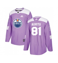 Edmonton Oilers #81 Yohann Auvitu Authentic Purple Fights Cancer Practice NHL Jersey