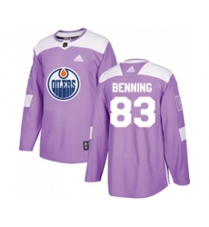 Edmonton Oilers #83 Matt Benning Authentic Purple Fights Cancer Practice NHL Jersey