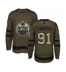 Edmonton Oilers #91 Drake Caggiula Authentic Green Salute to Service NHL Jersey
