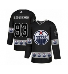 Edmonton Oilers #93 Ryan Nugent-Hopkins Authentic Black Team Logo Fashion NHL Jersey