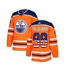 Edmonton Oilers #98 Jesse Puljujarvi Authentic Orange USA Flag Fashion NHL Jersey