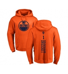 Edmonton Oilers #1 Laurent Brossoit Orange One Color Backer Pullover Hoodie