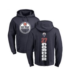 Edmonton Oilers #27 Boyd Gordon Navy Blue Backer Pullover Hoodie