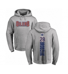 Edmonton Oilers #28 Kyle Brodziak Ash Backer Pullover Hoodie