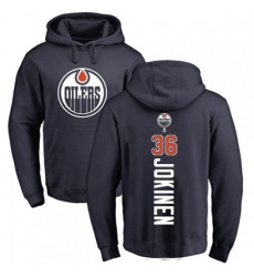 Edmonton Oilers #36 Jussi Jokinen Navy Blue Backer Pullover Hoodie