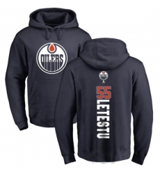 Edmonton Oilers #55 Mark Letestu Navy Blue Backer Pullover Hoodie
