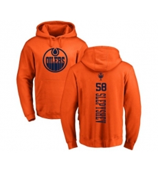 Edmonton Oilers #58 Anton Slepyshev Orange One Color Backer Pullover Hoodie