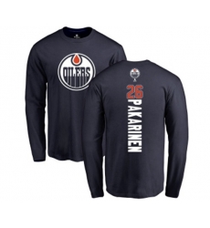 Edmonton Oilers #26 Iiro Pakarinen Navy Blue Backer Long Sleeve T-Shirt
