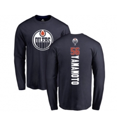 Edmonton Oilers #56 Kailer Yamamoto Navy Blue Backer Long Sleeve T-Shirt