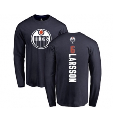 Edmonton Oilers #6 Adam Larsson Navy Blue Backer Long Sleeve T-Shirt