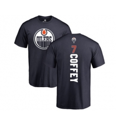 Edmonton Oilers #7 Paul Coffey Navy Blue Backer T-Shirt